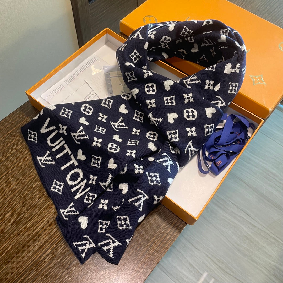 GAME ON SCARF 180 CM IN NAVY BLUE CASHMERE 394761 mysite