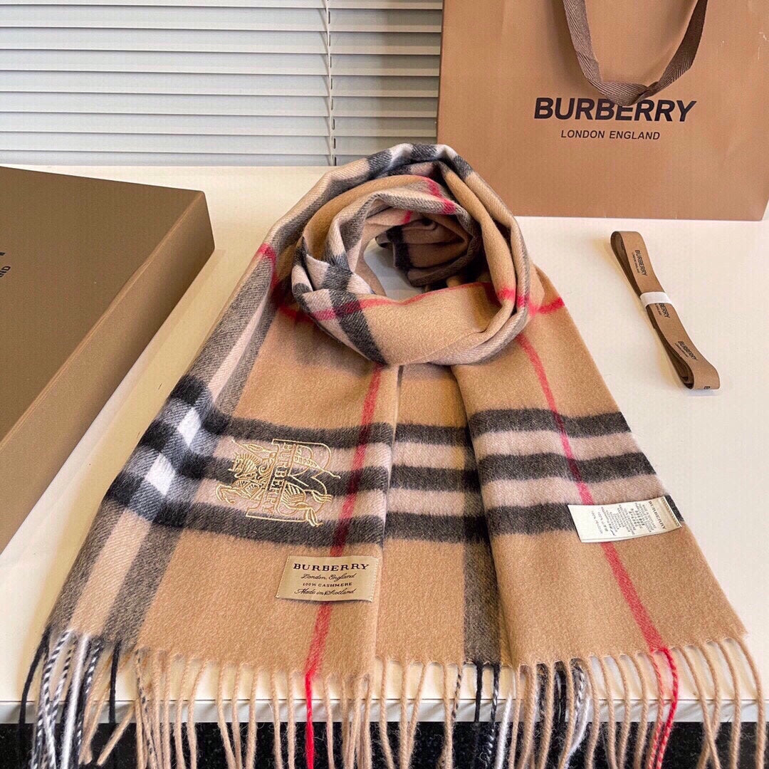 CLASSIC CHECK SCARF 180 CM IN CAMEL BROWN MIX BLACK CASHMERE  394772 mysite