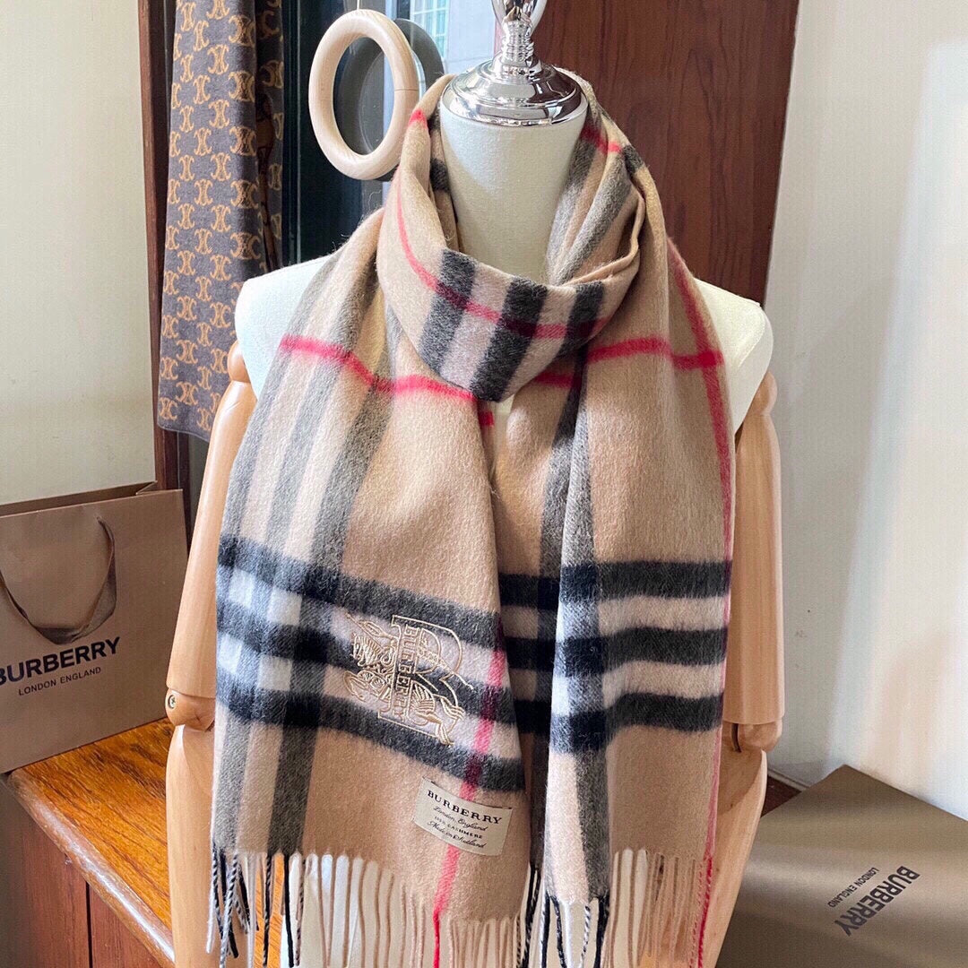 CLASSIC CHECK SCARF 180 CM IN CAMEL BROWN MIX BLACK CASHMERE  394772 mysite