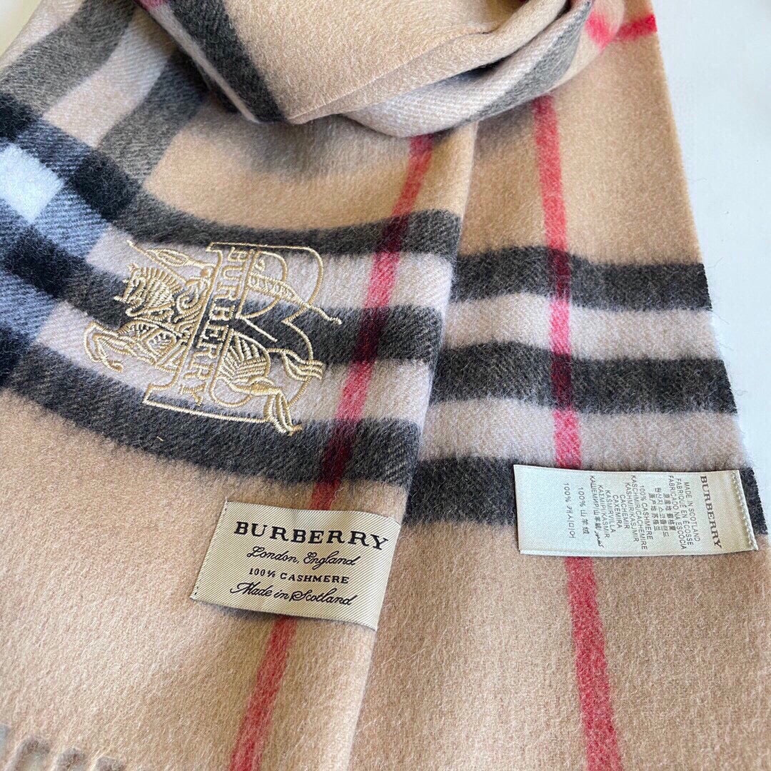 CLASSIC CHECK SCARF 180 CM IN CAMEL BROWN MIX BLACK CASHMERE  394772 mysite