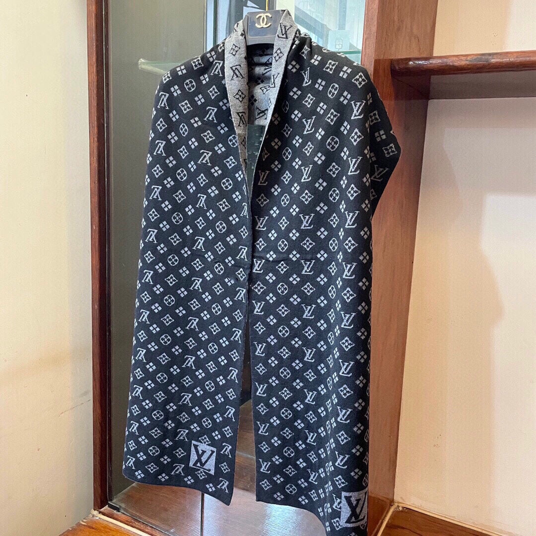 AMAZINGRAM SCARF 200 CM IN BLACK WOOL AND SILK 396531 mysite