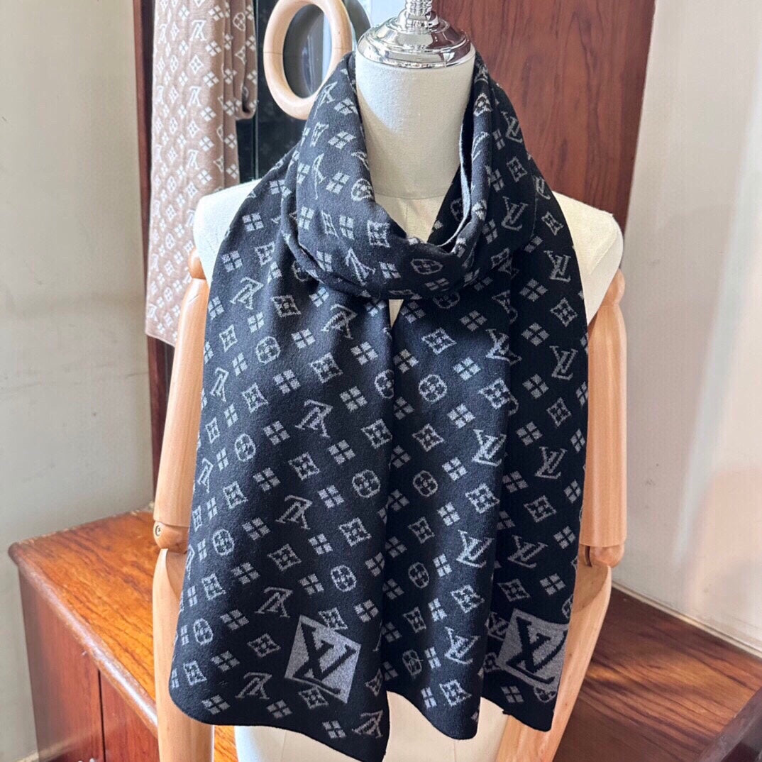 AMAZINGRAM SCARF 200 CM IN BLACK WOOL AND SILK 396531 mysite