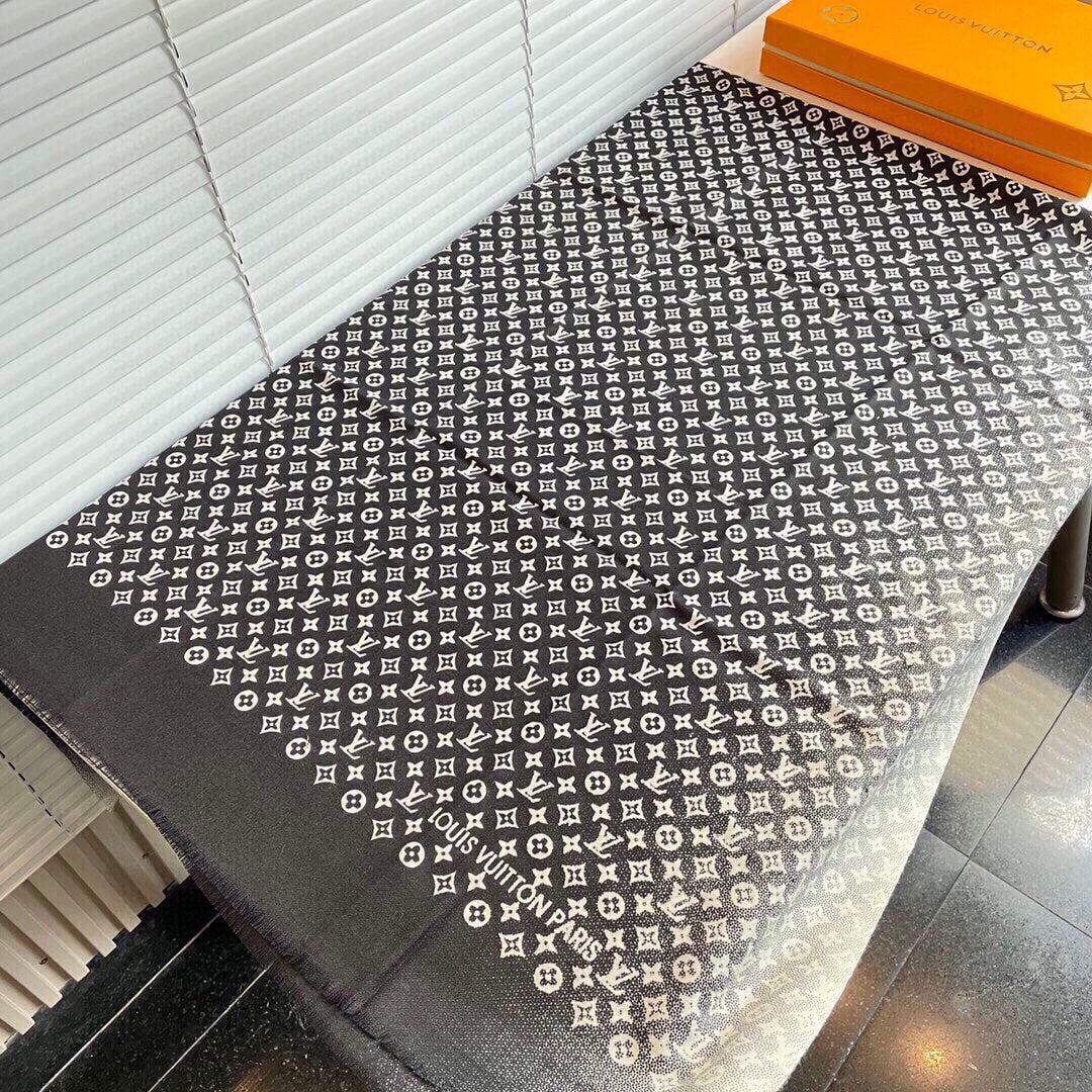 SCARF 200 CM IN BLACK MIX WHITE CASHMERE 398523 mysite