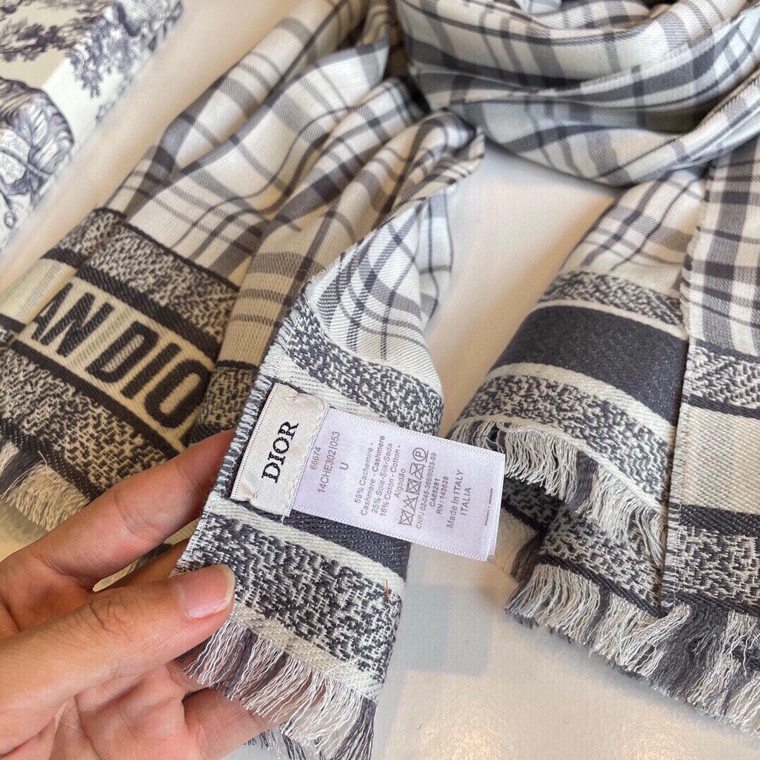 SCARF 200 CM IN BLACK MIX WHITE CASHMERE AND SILK 418334 mysite