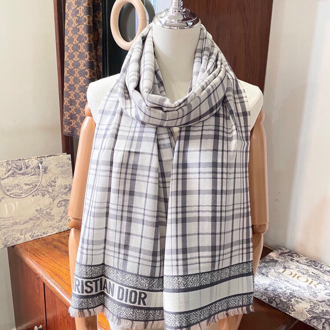 SCARF 200 CM IN BLACK MIX WHITE CASHMERE AND SILK 418334 mysite