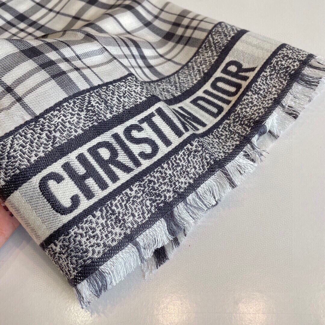 SCARF 200 CM IN BLACK MIX WHITE CASHMERE AND SILK 418334 mysite