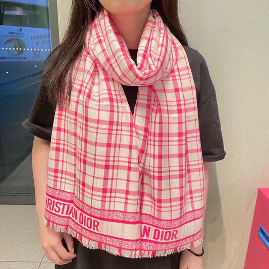 SCARF 200 CM IN PUNCH PINK CASHMERE AND SILK 418335 mysite