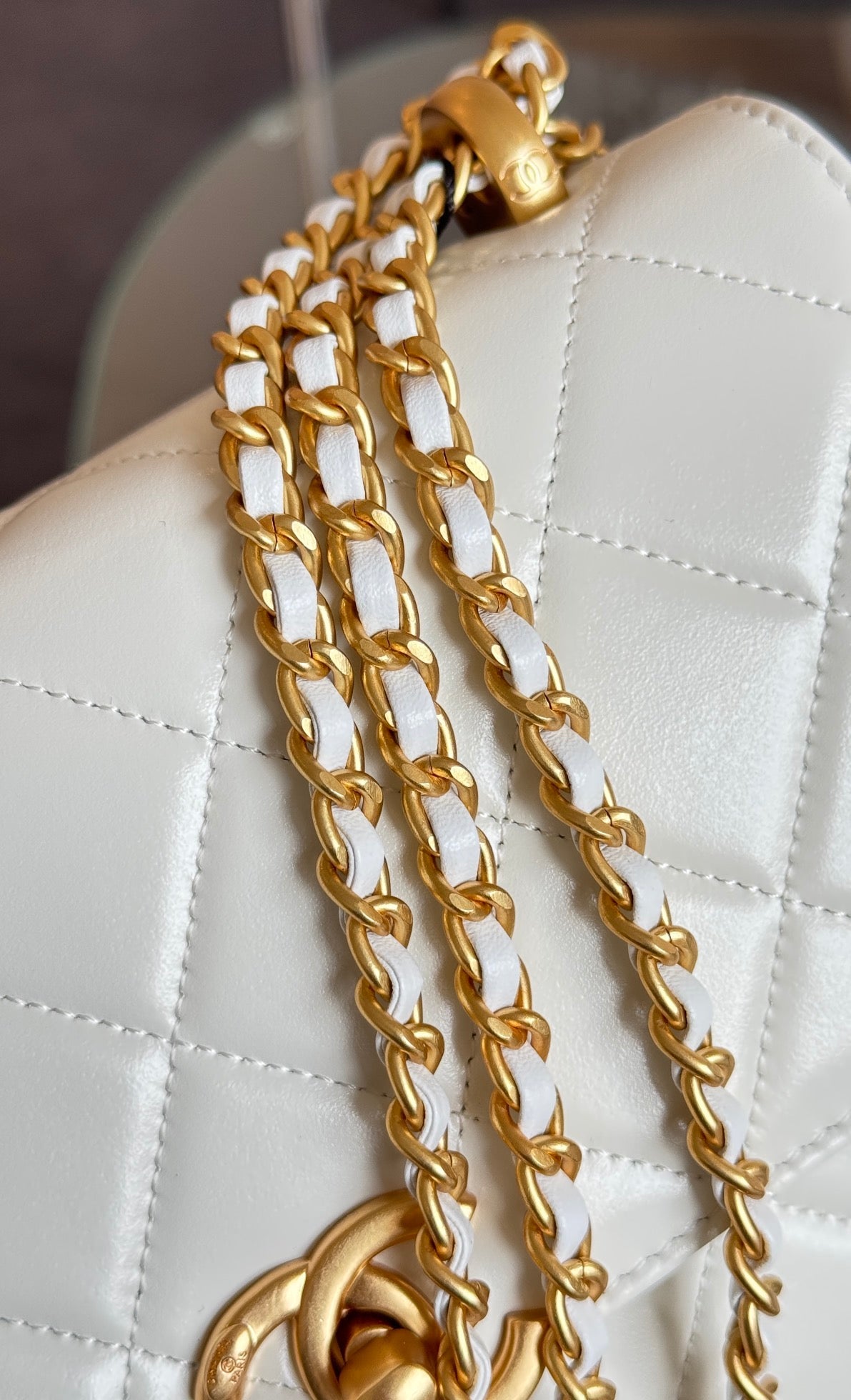 Mini Flap 19cm White Lambskin Gold Hardware mysite