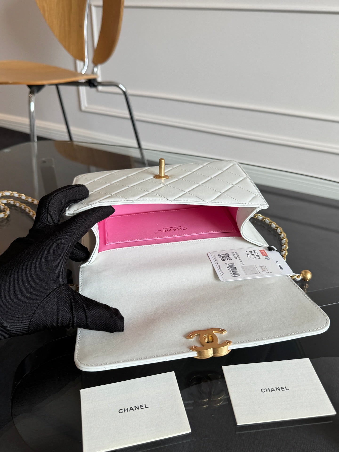 Mini Flap 19cm White Lambskin Gold Hardware mysite