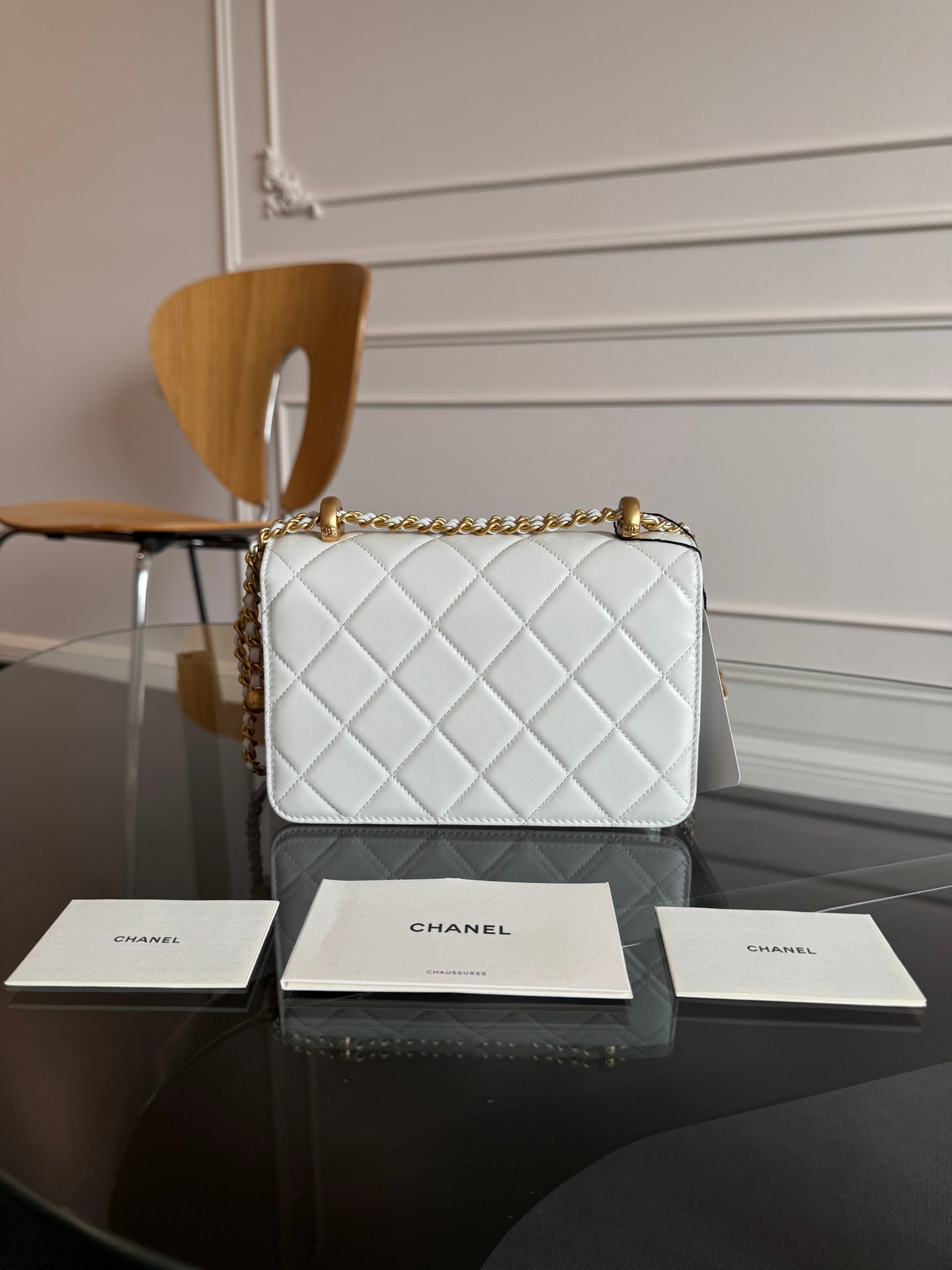 Mini Flap 19cm White Lambskin Gold Hardware mysite