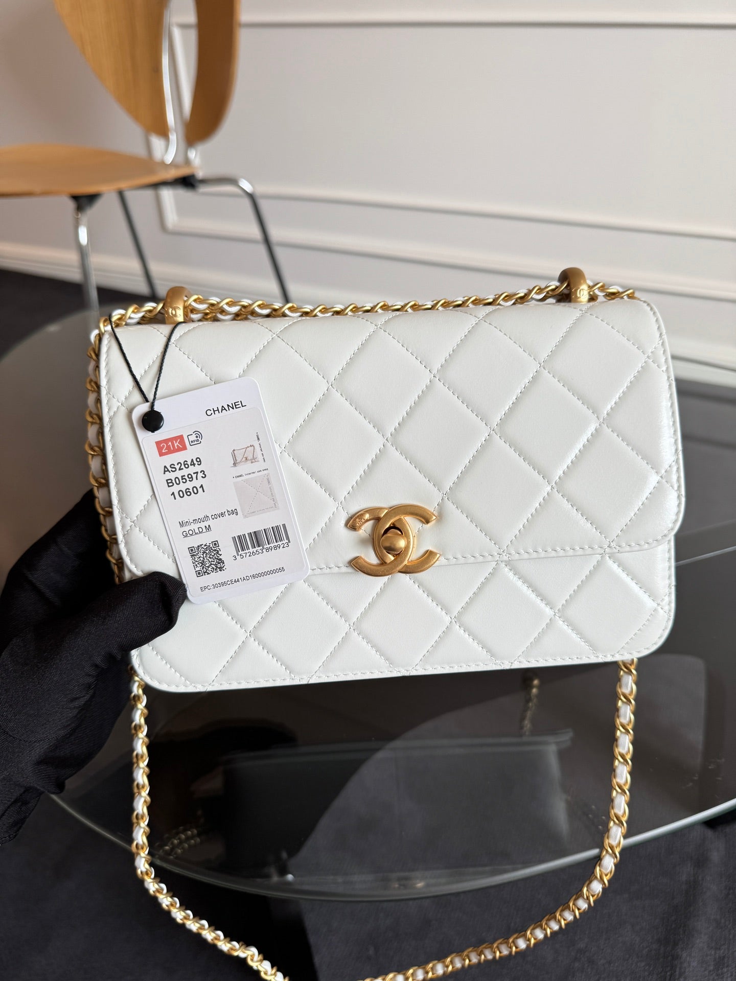 Mini Flap 22cm White Lambskin Gold Hardware mysite
