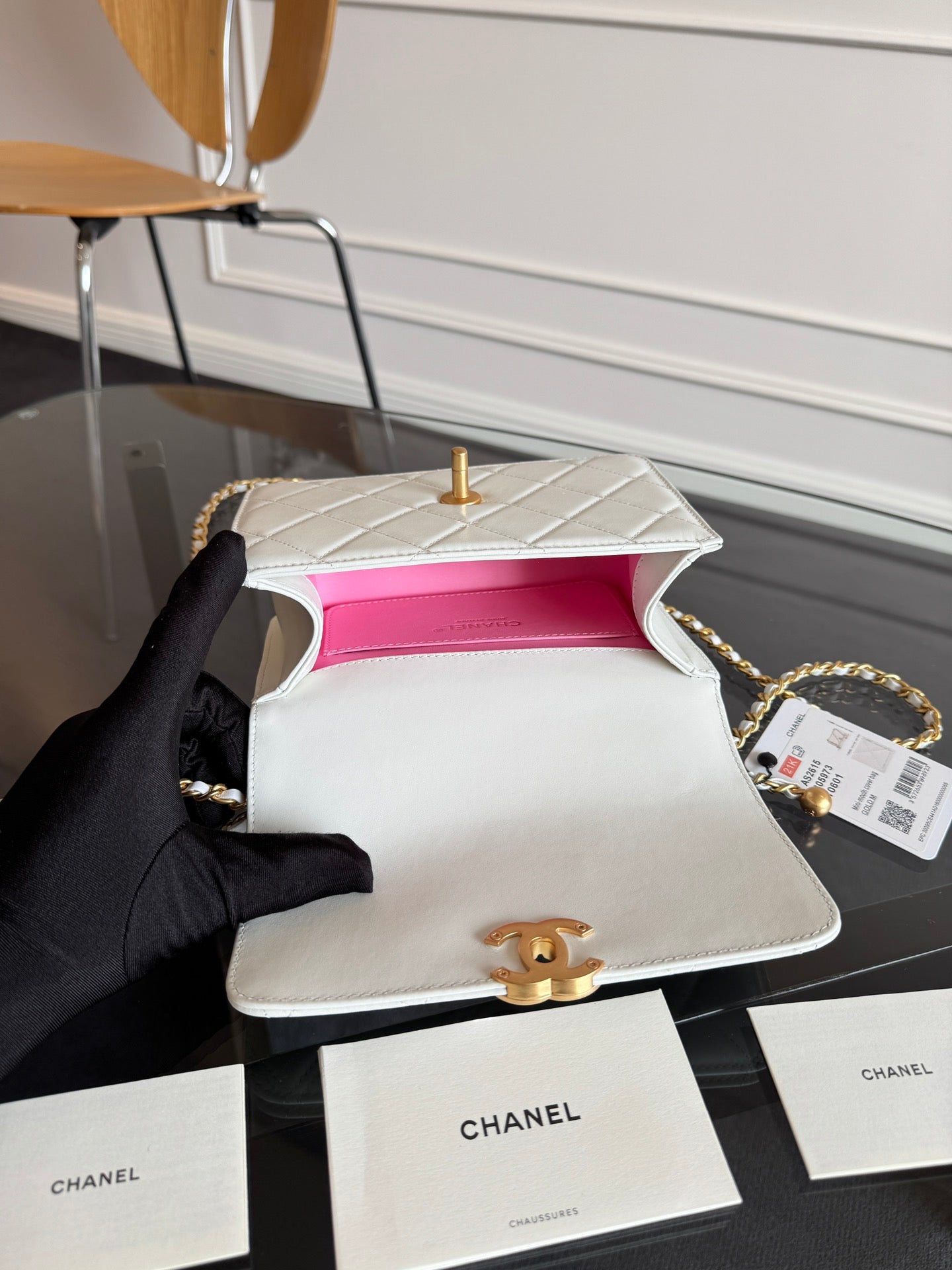 Mini Flap 22cm White Lambskin Gold Hardware mysite