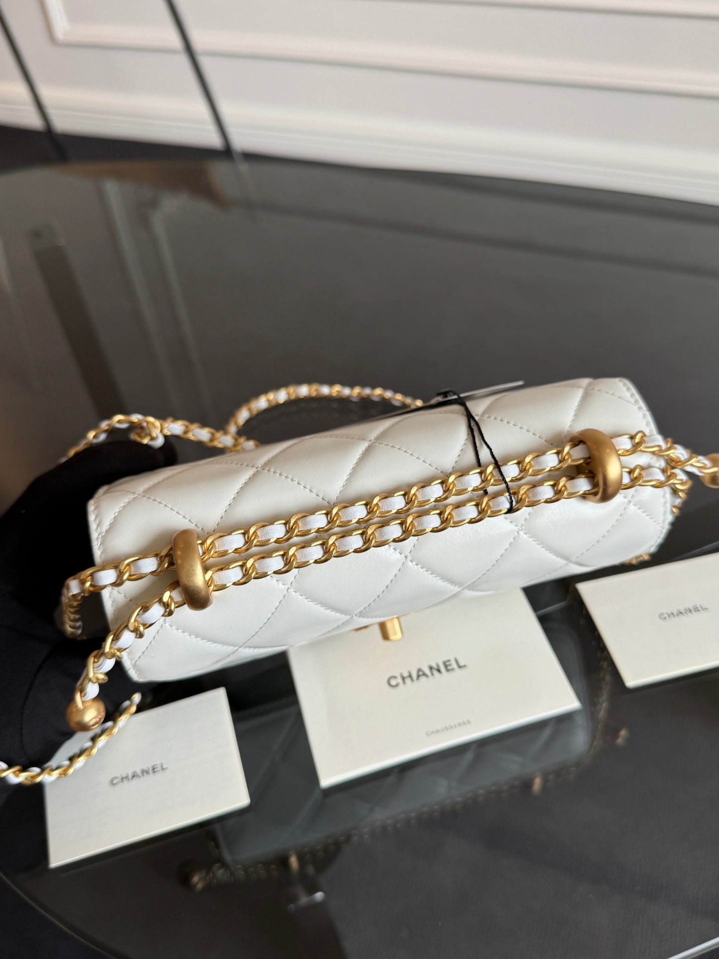 Mini Flap 22cm White Lambskin Gold Hardware mysite