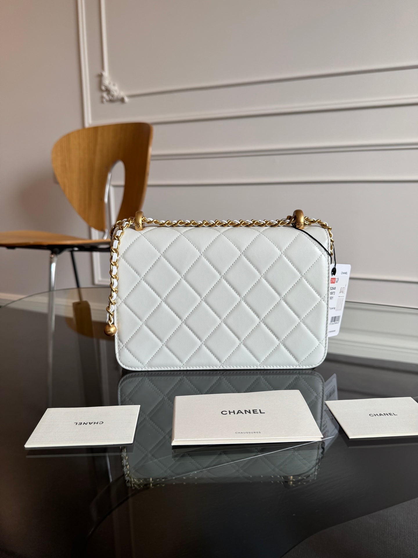 Mini Flap 22cm White Lambskin Gold Hardware mysite