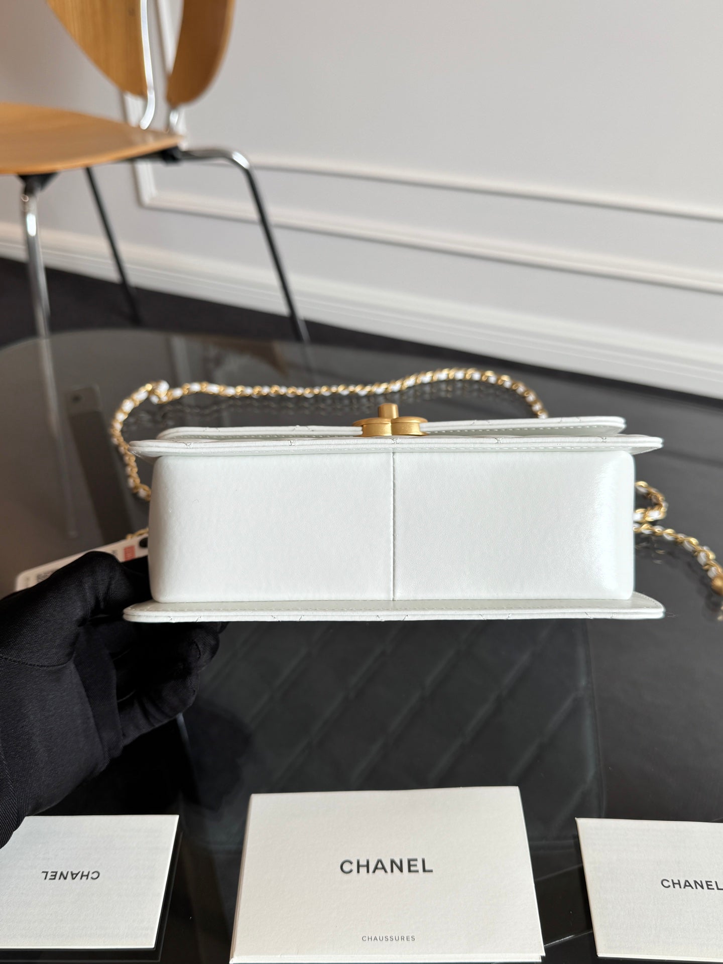 Mini Flap 19cm White Lambskin Gold Hardware mysite
