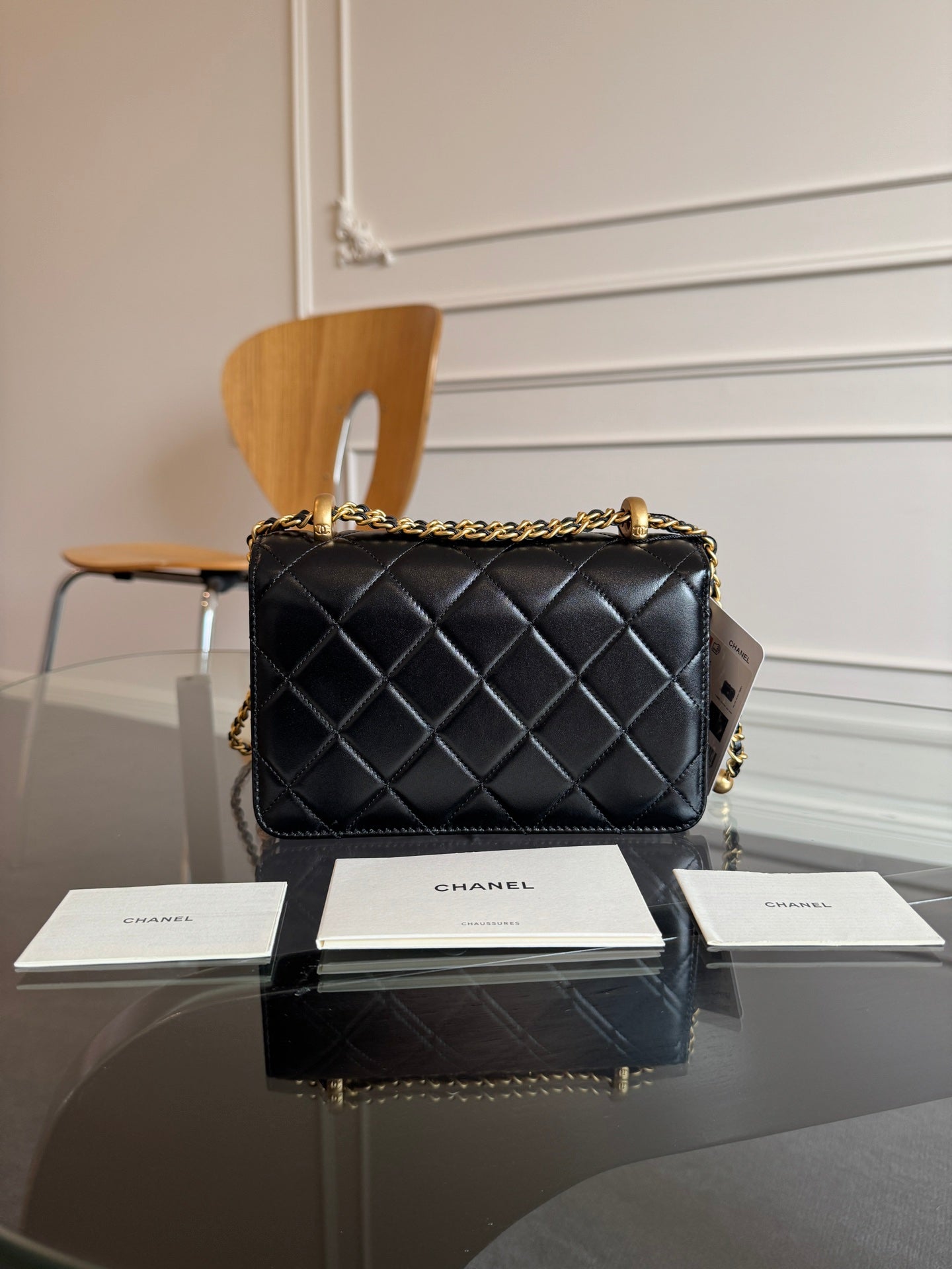 Mini Flap 19cm Black Lambskin Gold Hardware mysite