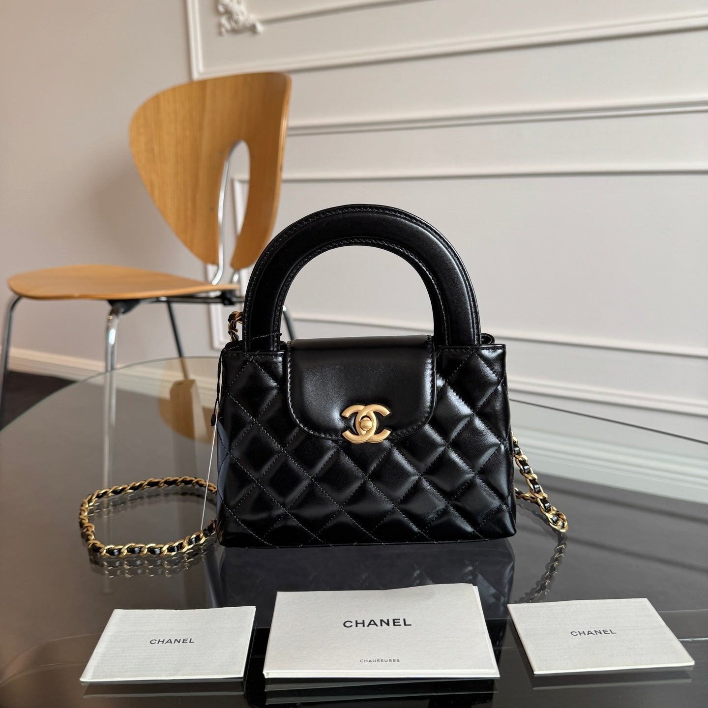 KELLY SHOPPING BAG 19 IN BLACK CALFSKIN GOLD HARDWARE mysite