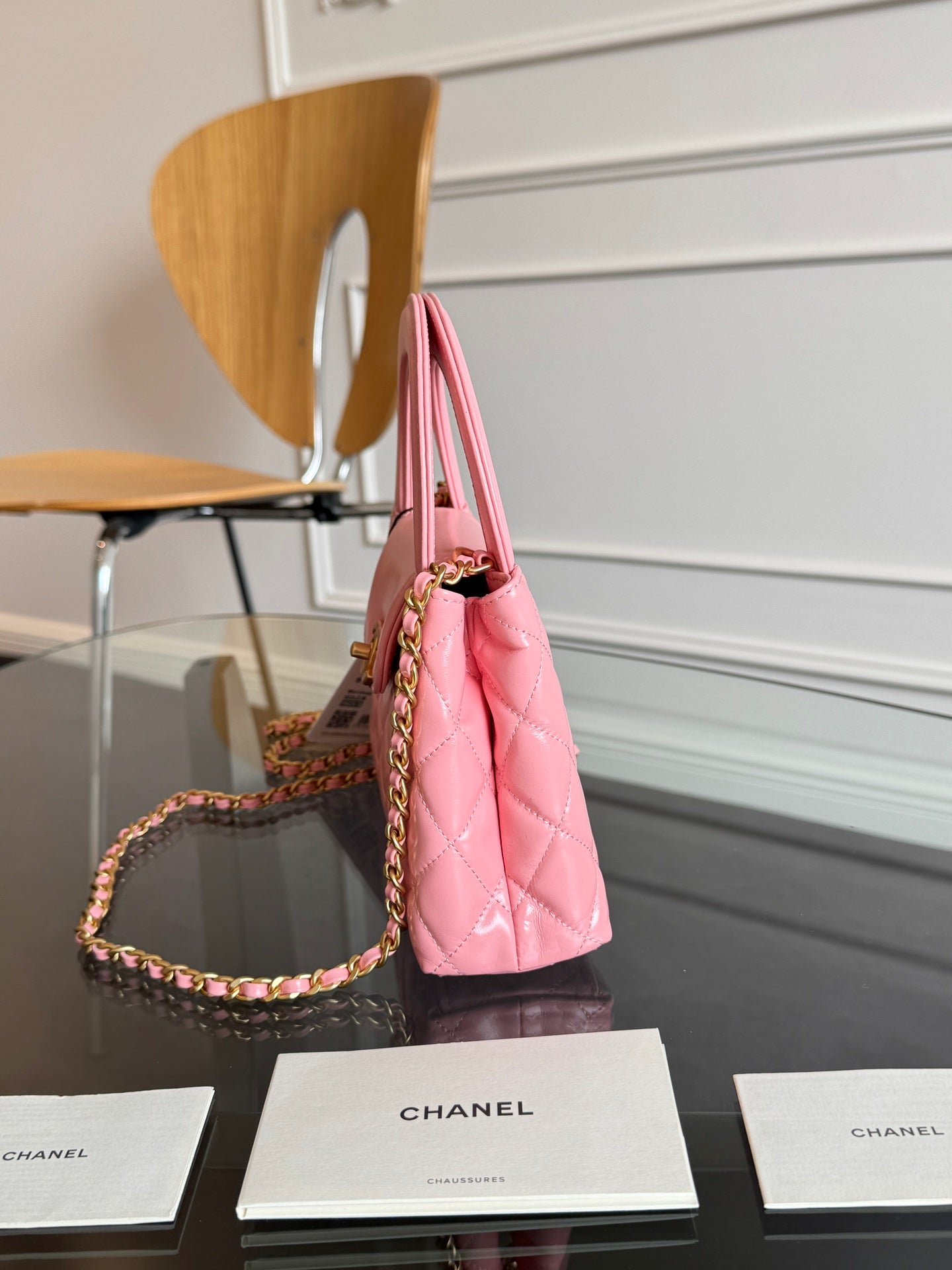 KELLY SHOPPING BAG 19 IN SALMON PINK CALFSKIN GOLD HARDWARE mysite