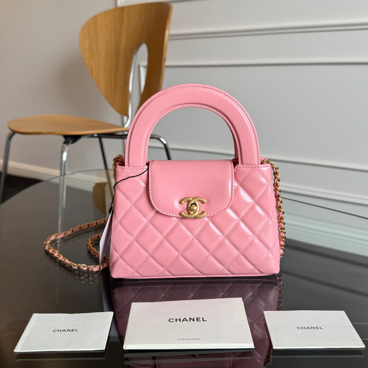 KELLY SHOPPING BAG 19 IN SALMON PINK CALFSKIN GOLD HARDWARE mysite