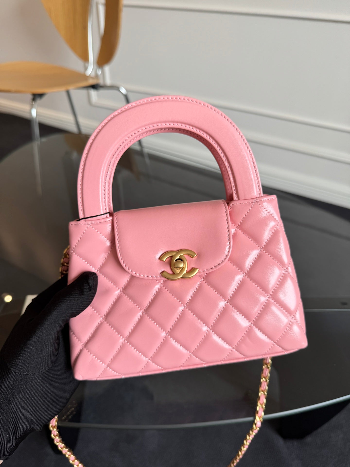 KELLY SHOPPING BAG 19 IN SALMON PINK CALFSKIN GOLD HARDWARE mysite