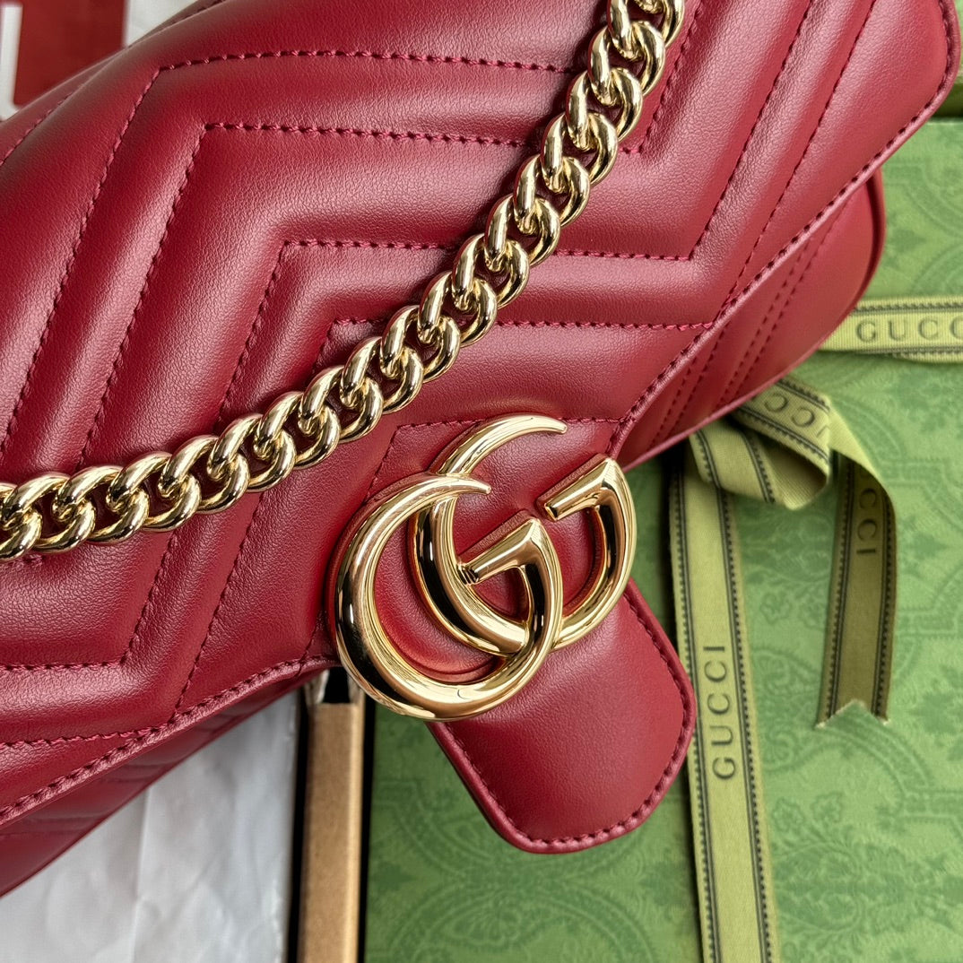 gg marmont 26cm dark red calfskin gold hardware mysite