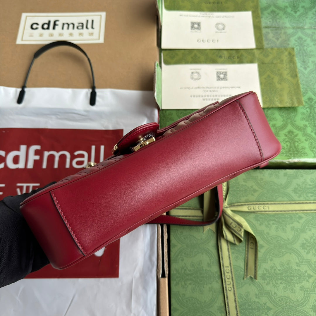 gg marmont 26cm dark red calfskin gold hardware mysite