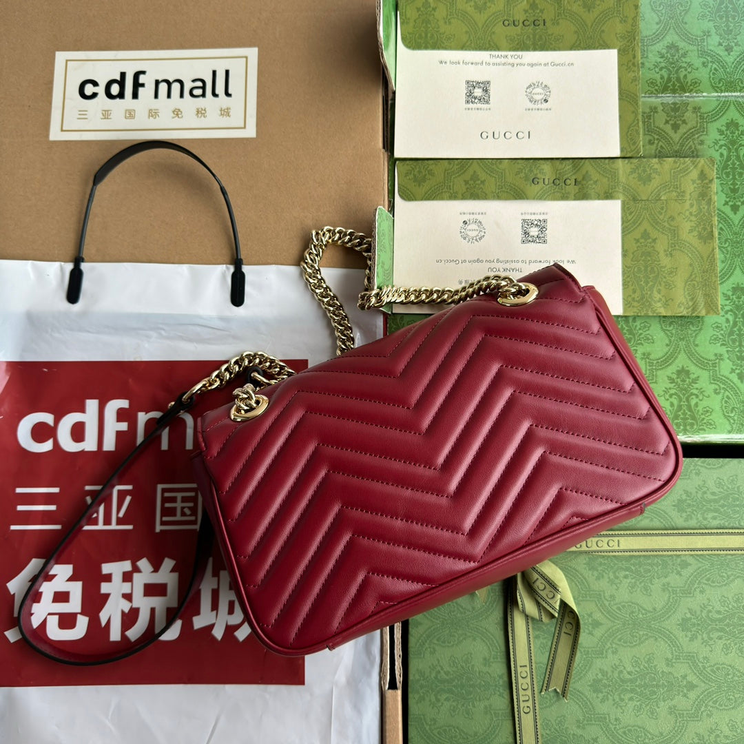 gg marmont 26cm dark red calfskin gold hardware mysite