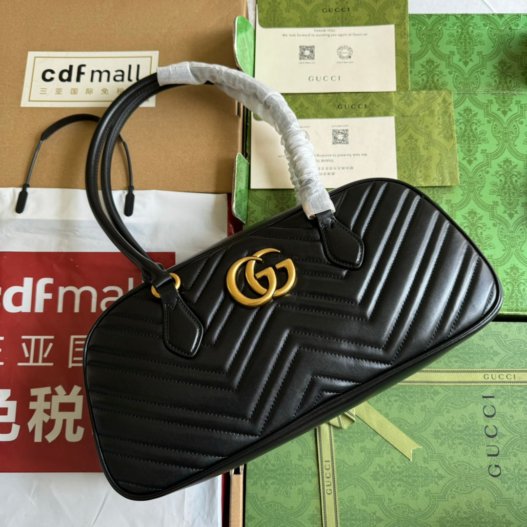 gg marmont medium top handle 35cm black calfskin gold hardware mysite