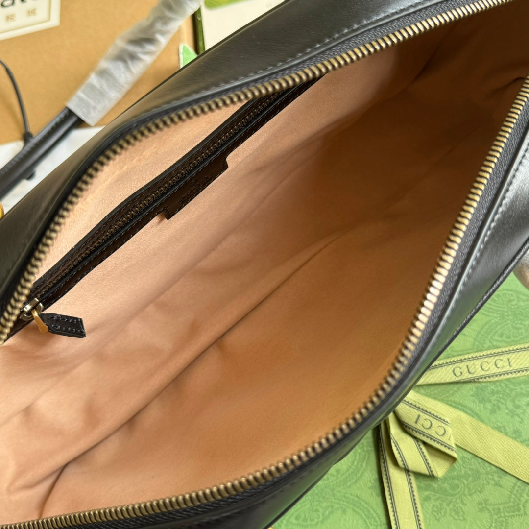 gg marmont medium top handle 35cm black calfskin gold hardware mysite