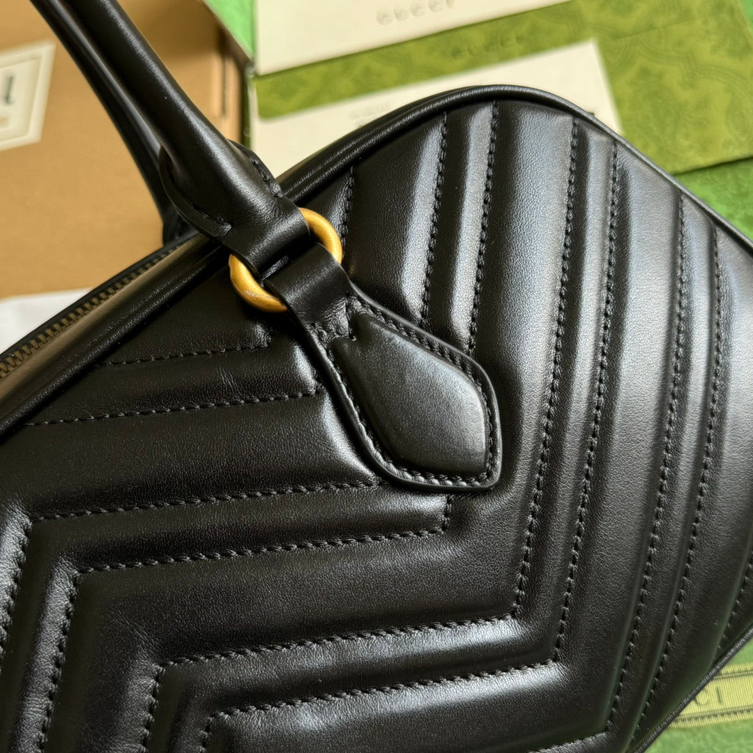 gg marmont medium top handle 35cm black calfskin gold hardware mysite