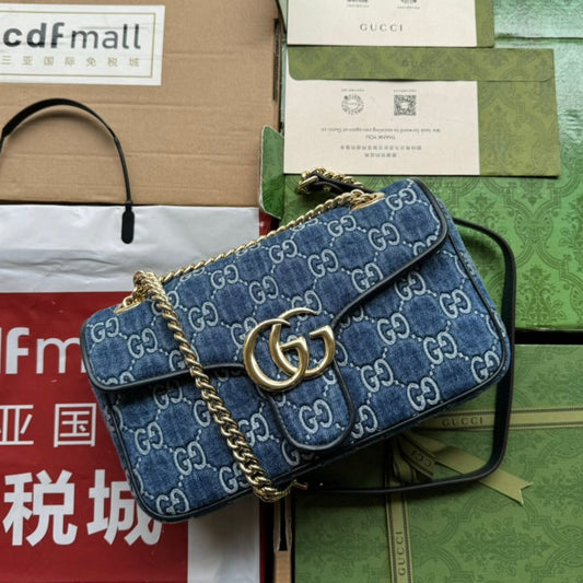 gg marmont 26cm blue monogram denim gold hardware mysite