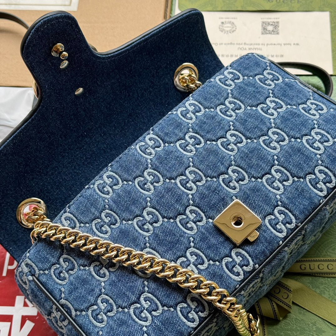 gg marmont 26cm blue monogram denim gold hardware mysite