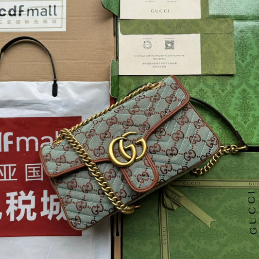 gg marmont 26cm chocolate blue monogram canvas gold hardware mysite