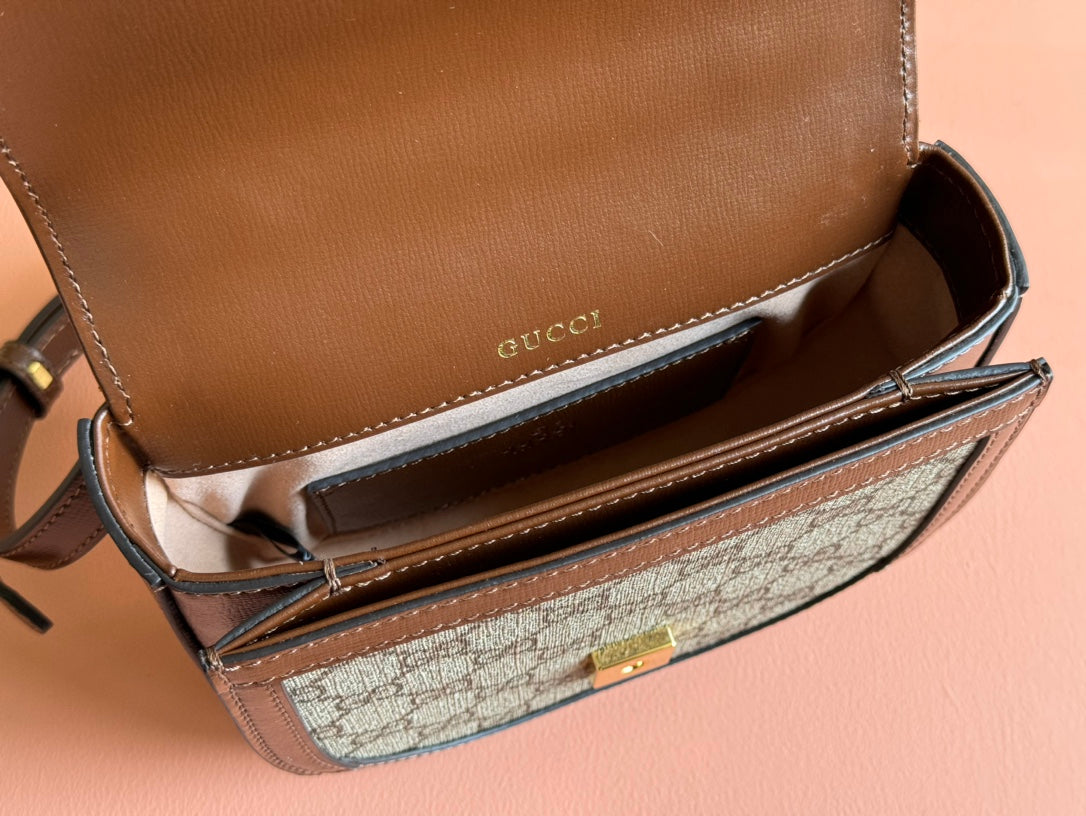 Gucci Horsebit Bag Ebony Mix Brown Leather 239810 mysite