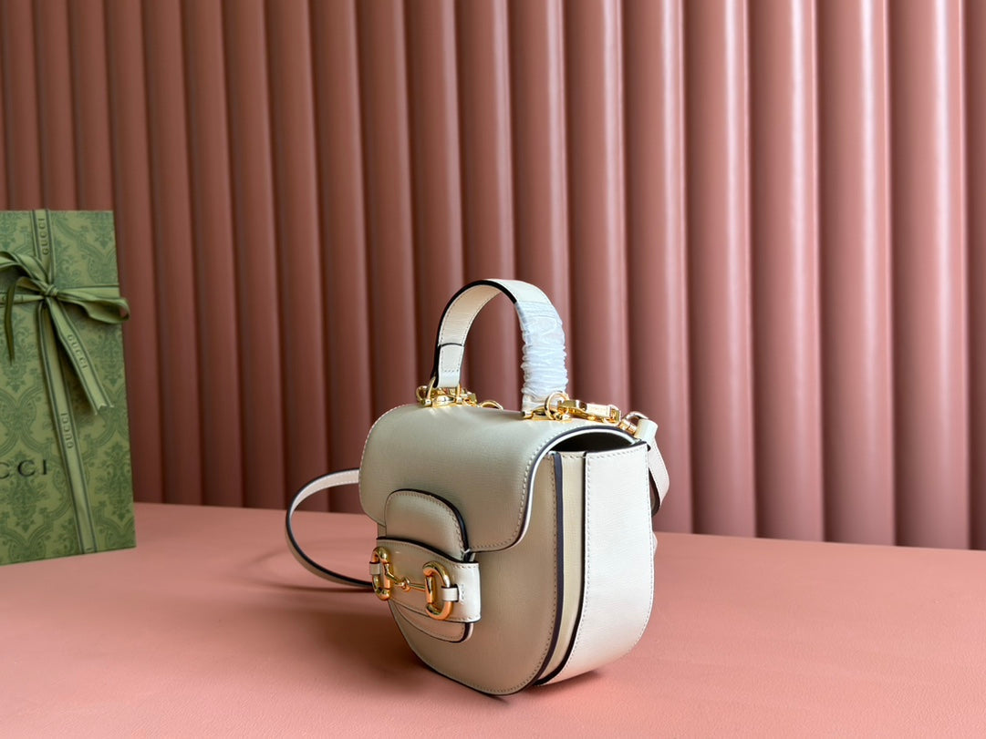 Gucci Horsebit Bag White Leather 239812 mysite