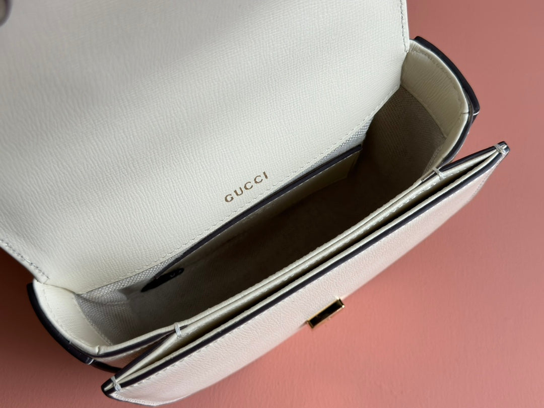 Gucci Horsebit Bag White Leather 239812 mysite