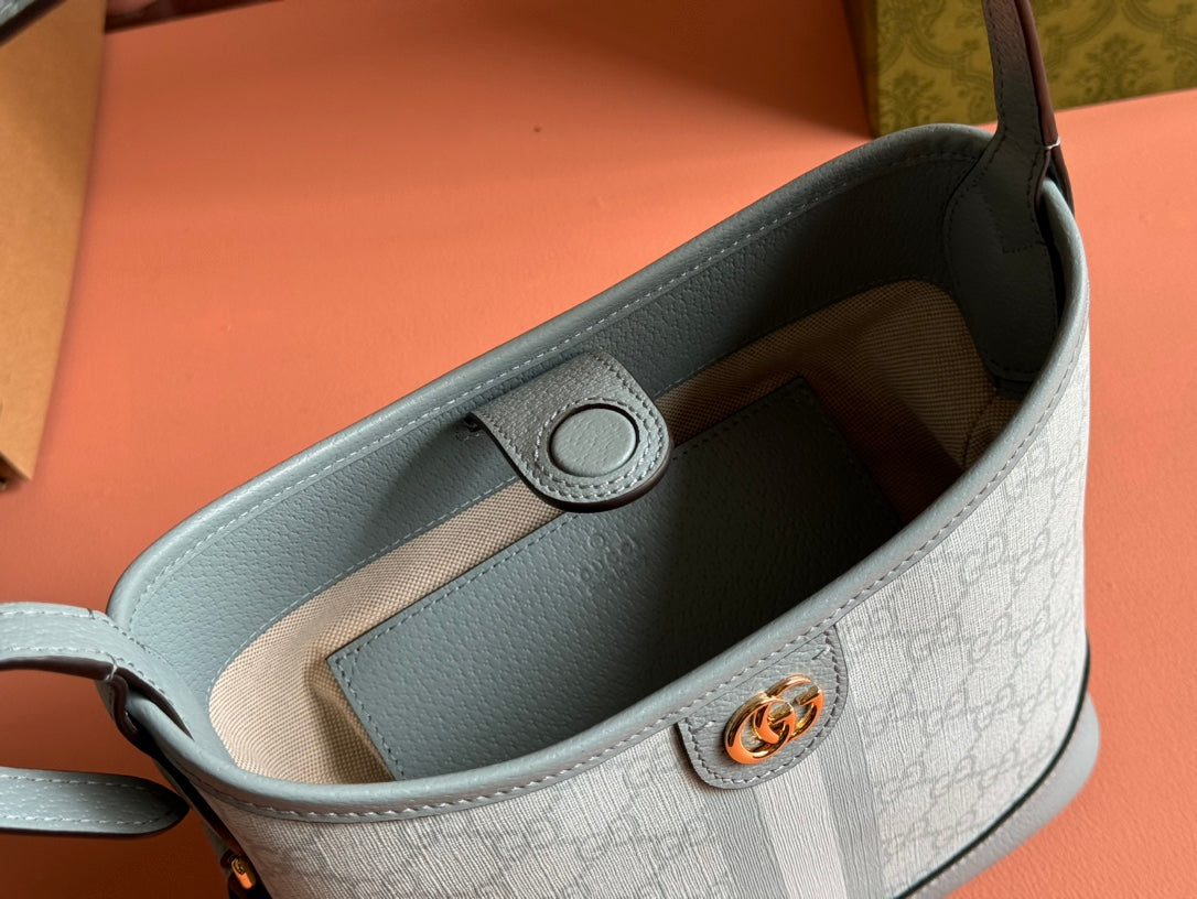 Gucci Ophidia 23cm Bag Gray Blue Canvas Leather 239917 mysite