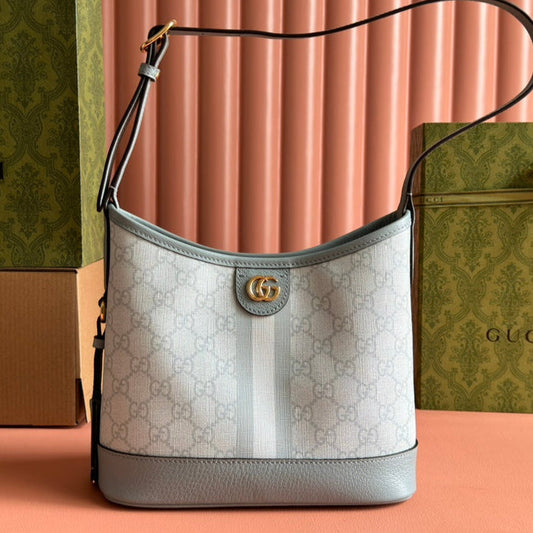 Gucci Ophidia 23cm Bag Gray Blue Canvas Leather 239917 mysite