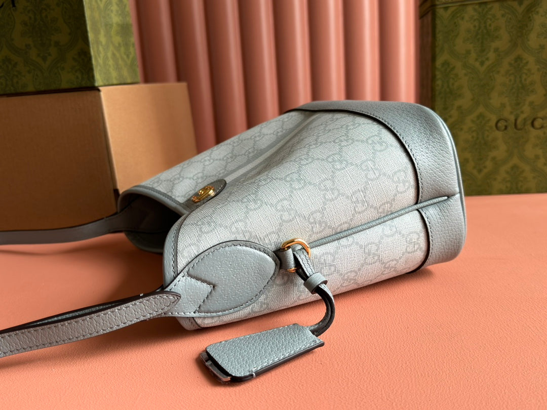 Gucci Ophidia 23cm Bag Gray Blue Canvas Leather 239917 mysite