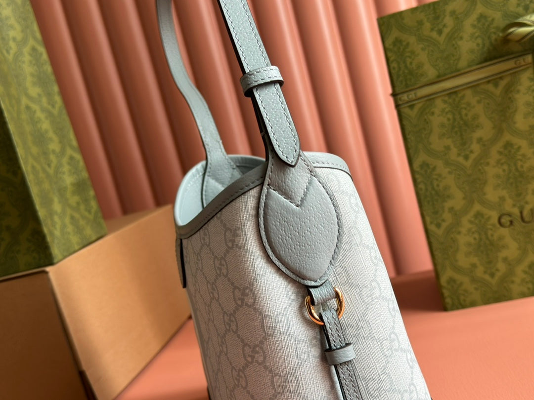 Gucci Ophidia 23cm Bag Gray Blue Canvas Leather 239917 mysite
