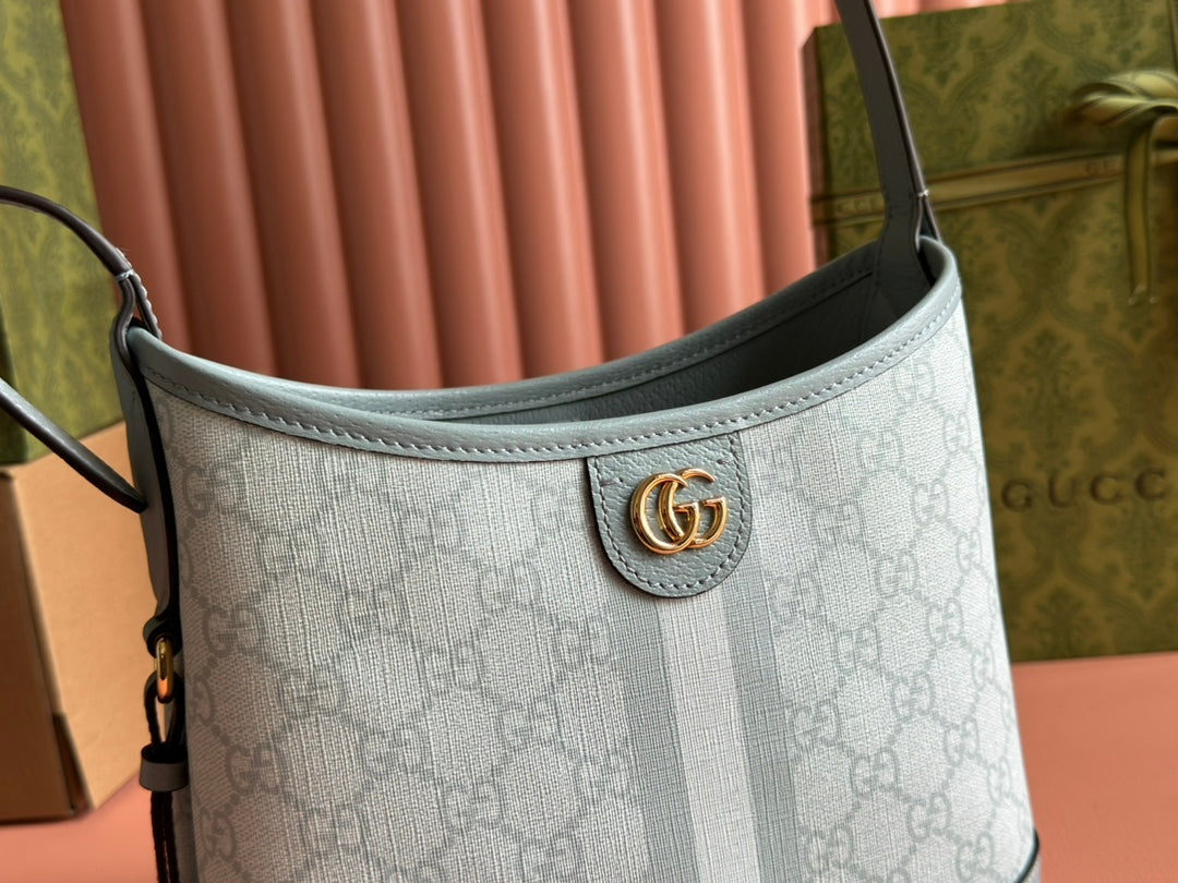 Gucci Ophidia 23cm Bag Gray Blue Canvas Leather 239917 mysite