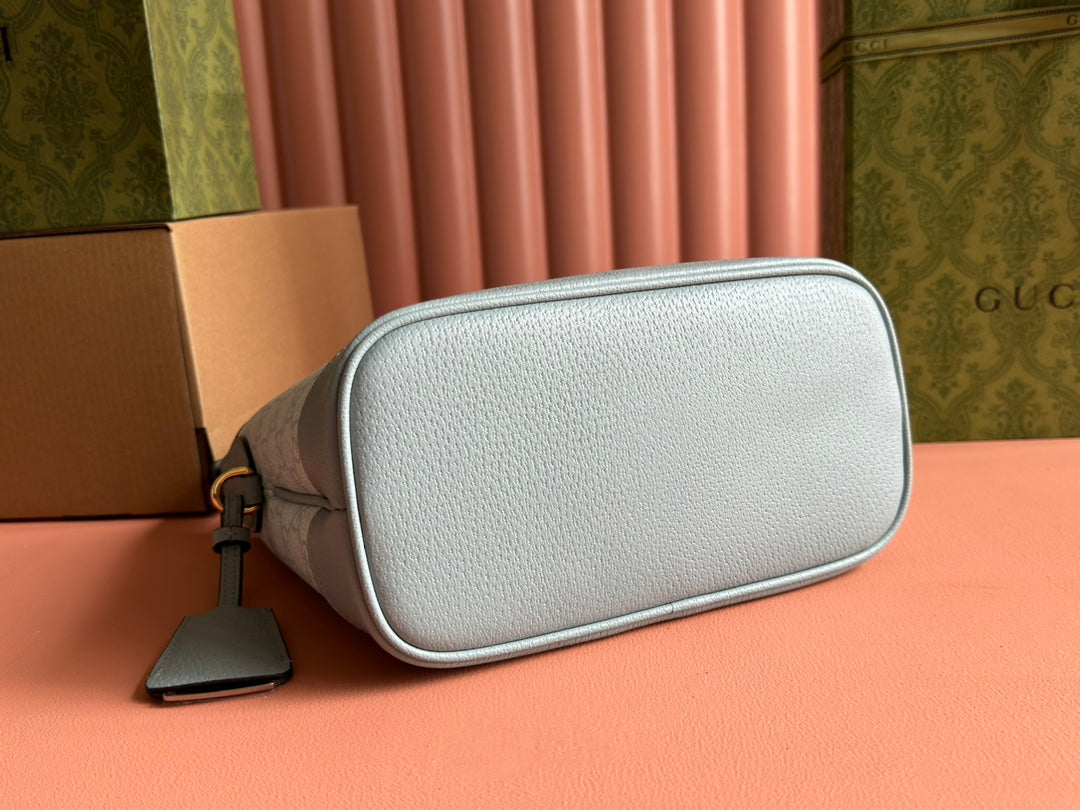 Gucci Ophidia 23cm Bag Gray Blue Canvas Leather 239917 mysite