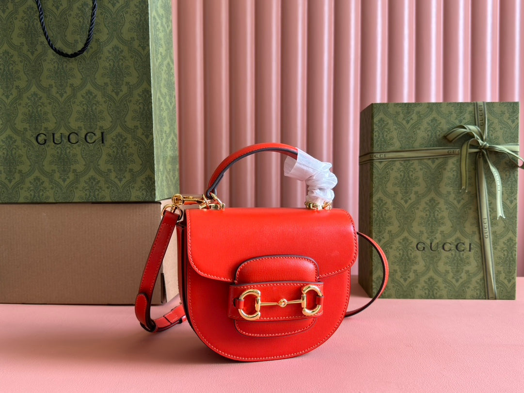 Gucci Horsebit Bag Red Leather 239808 mysite