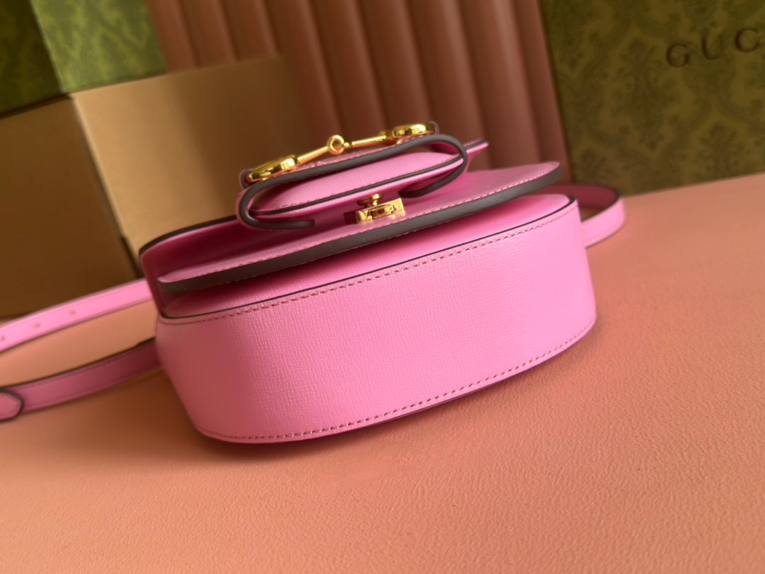 Gucci Horsebit Bag Pink Leather 239806 mysite