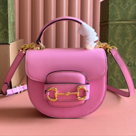 Gucci Horsebit Bag Pink Leather 239806 mysite