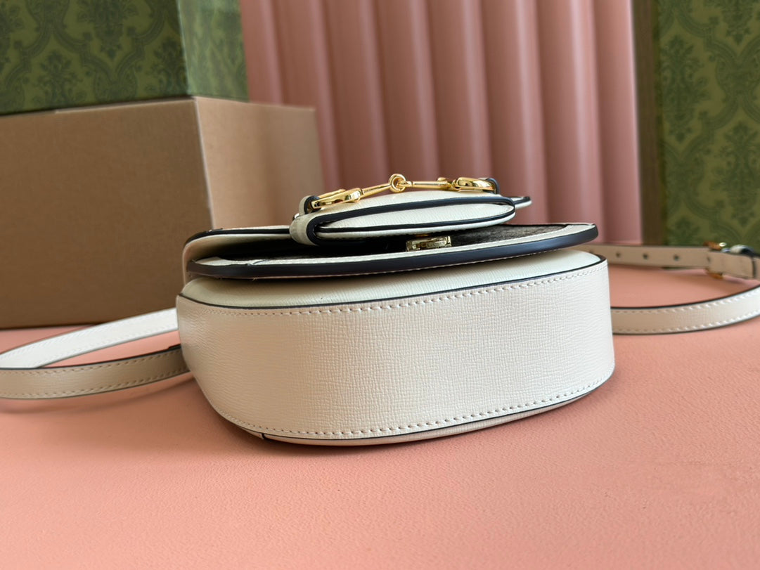 Gucci Horsebit Bag Ebony Mix White Leather 239813 mysite