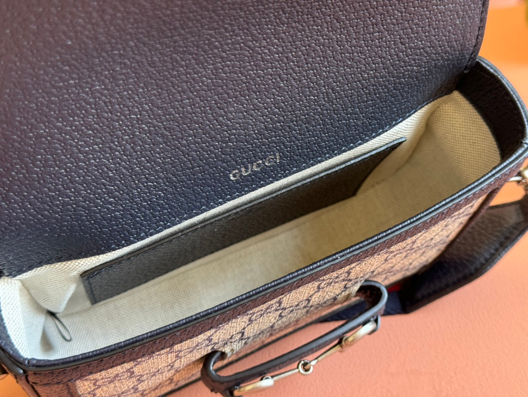 Gucci Horsebit Bag Ebony Blue Black Leather Canvas 244258 mysite