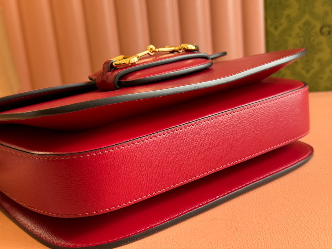 Gucci Horsebit 25 Bag Rosso Ancora Red Leather Canvas 244262 mysite