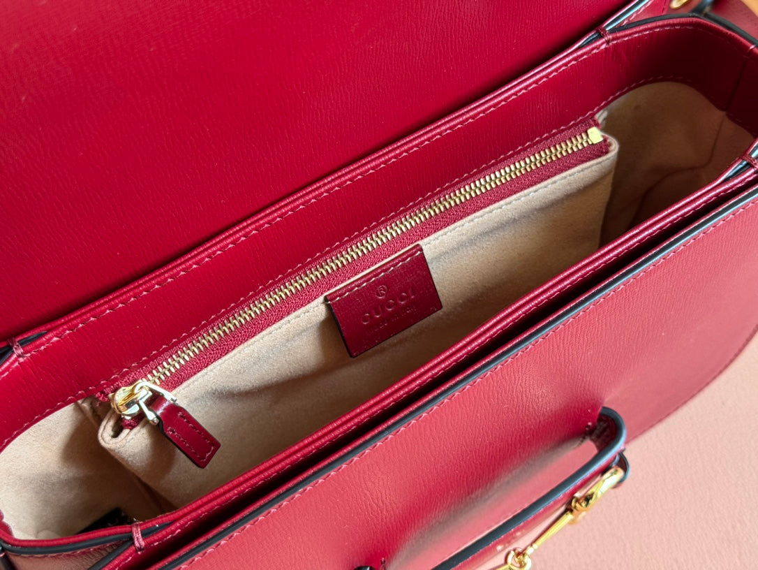 Gucci Horsebit 25 Bag Rosso Ancora Red Leather Canvas 244262 mysite