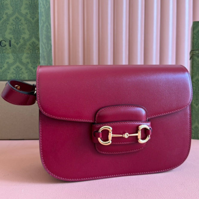 Gucci Horsebit 25 Bag Rosso Ancora Red Leather Canvas 244262 mysite